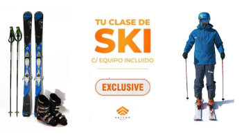 With LATITUR on Cerro Catedral you can make Clase Exclusiva Ski 3 hs 2 alumnos + Equipo