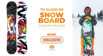 With LATITUR on Cerro Catedral you can make Clase Semi Exclusiva Snowboard + Alquiler Equipo