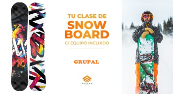 With LATITUR on Cerro Catedral you can make Clase Grupal Snowboard + Alquiler Equipo